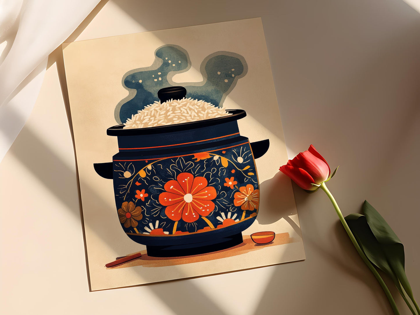 Affiche Cuisine Japonaise – Impression Art de Cuiseur à Riz Traditionnel
