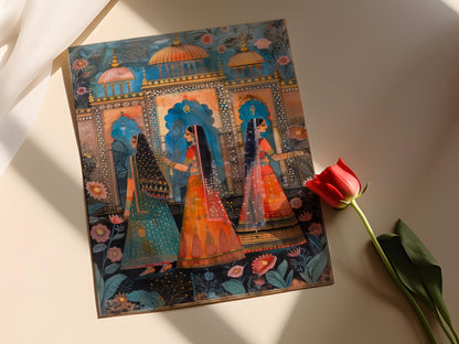 Affiche Art Rajasthani Traditionnelle – Décoration Murale Artisanale