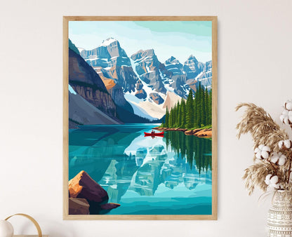 Affiche Moraine Lake – Poster Paysage turquoise des Rocheuses canadiennes