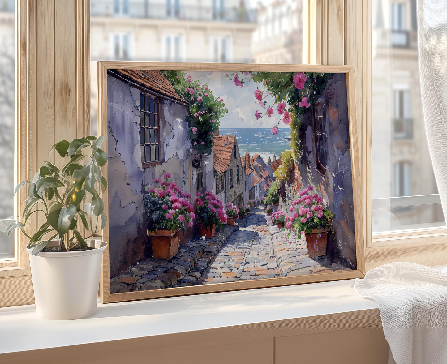 Affiche Village Anglais – Poster Scène Charmante de la Côte Est du Sussex