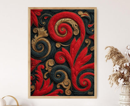 Affiche Motif de Corne de Bélier – Poster Art Textile Traditionnel