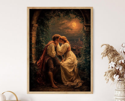 Affiche Roméo et Juliette – Poster Art mural romantique de Vérone sous la lune
