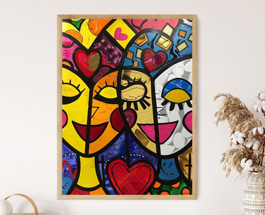 Affiche Histoire d'Amour Pop Art – Illustration de Couple Romantique