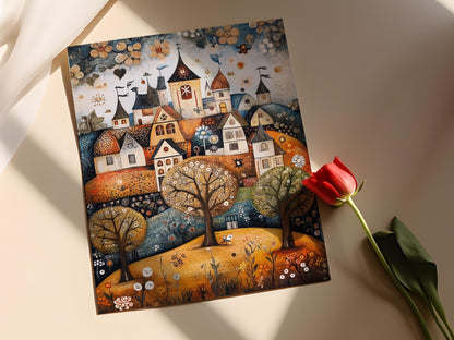 Affiche Village Allemand Fantaisiste – Poster Décor Naïf Champêtre