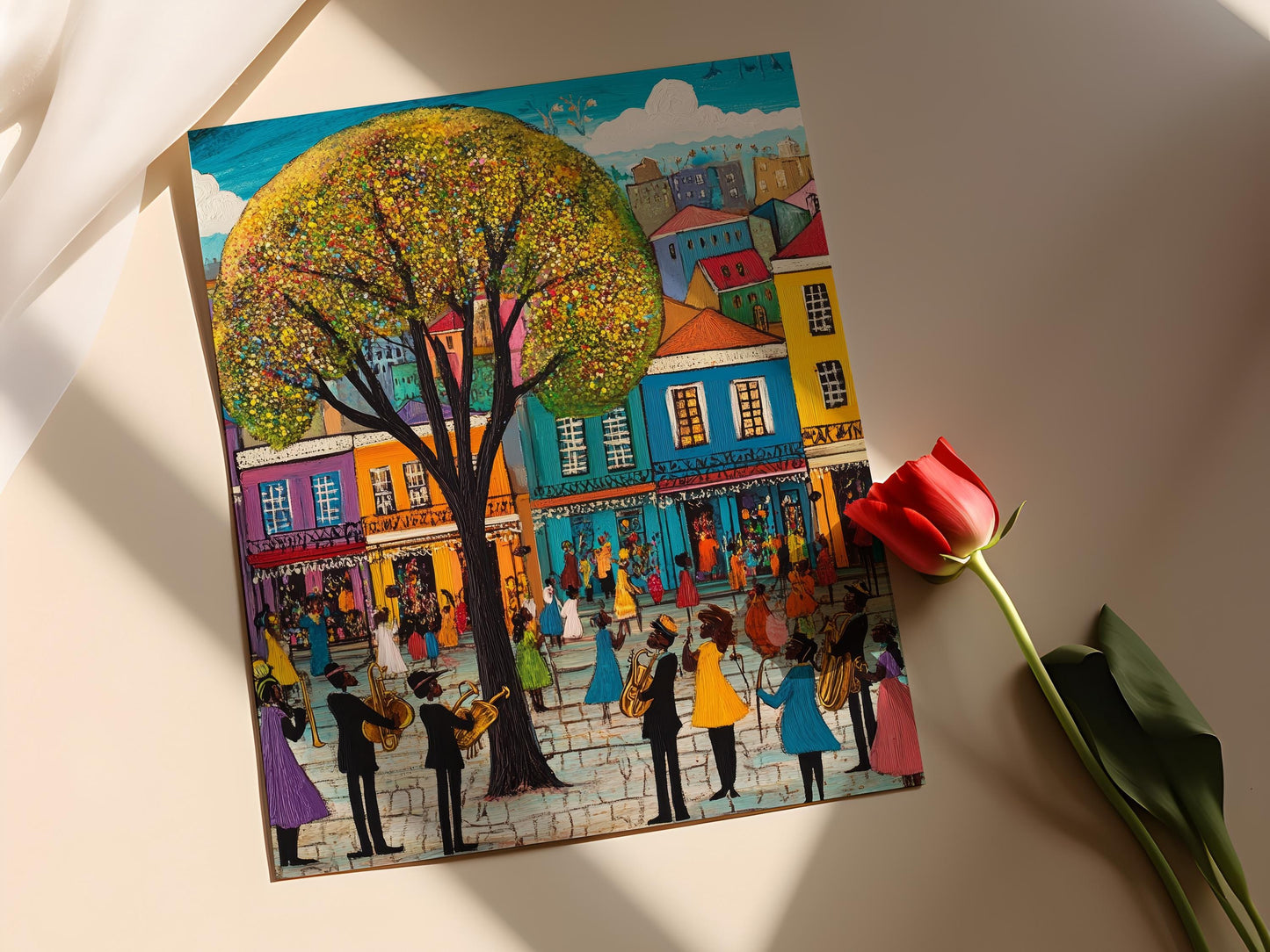 Affiche Festival de Mardi Gras – Illustration Colorée de la Fête à NOLA