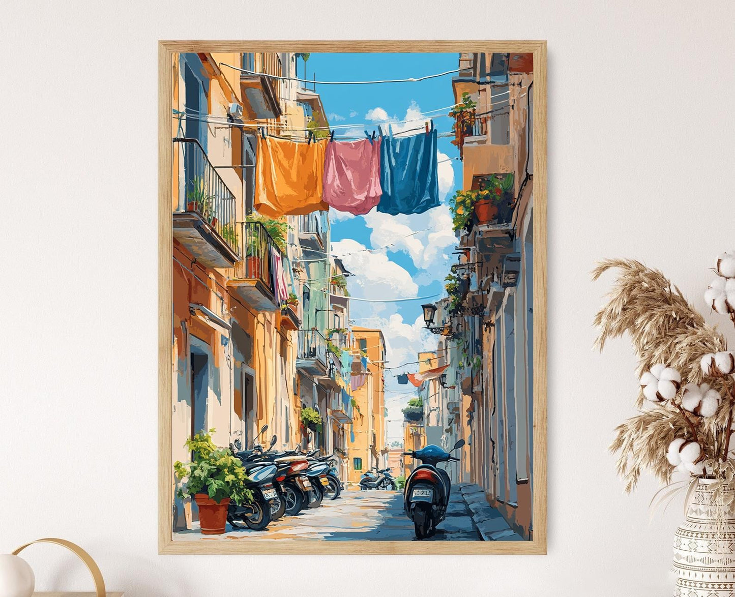 Affiche Méditerranéenne – Poster Art de Balcon avec Vélos à Naples