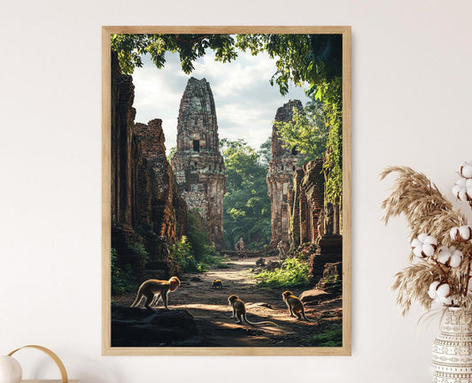 Affiche Singes de Lopburi – Poster Art de la Thaïlande, Aventure Jungle