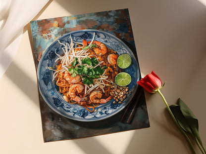 Affiche Pad Thaï – Peinture Élégante de Cuisine Thaïlandaise