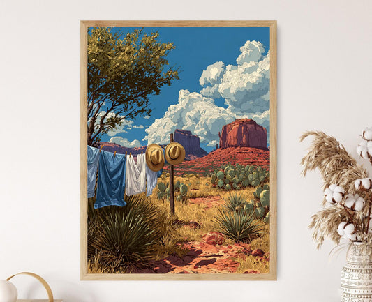 Affiche Arizona – Tableau de Linge à Laver avec Chapeau de Cowboy