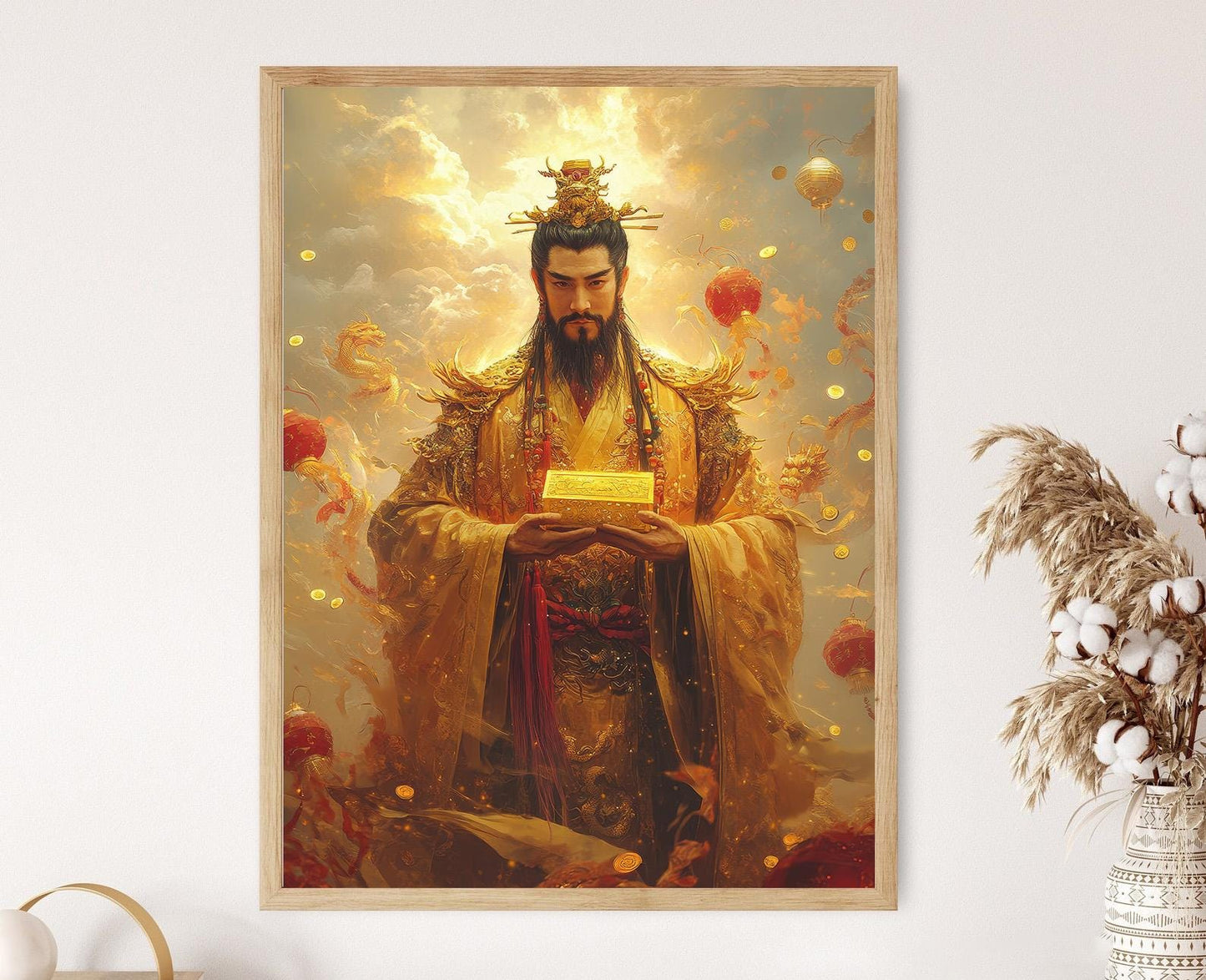 Affiche Caishen, Art du Dieu de la Richesse et Décor de Fortune Dorée