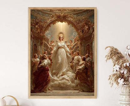 Affiche Reine Marie – Art Catholique, Lumière Dorée