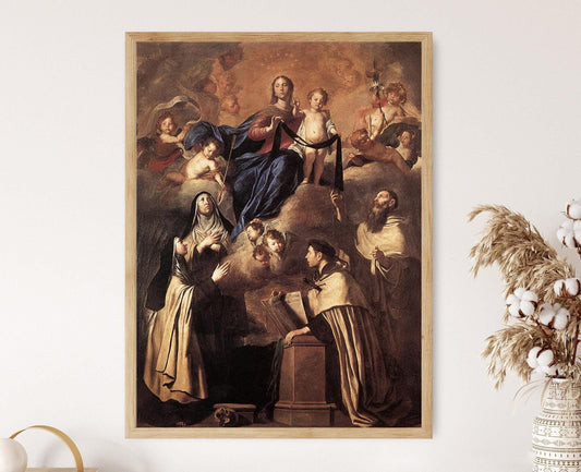 Affiche Notre-Dame du Mont-Carmel – Art de la Vierge Marie et l'Enfant Jésus