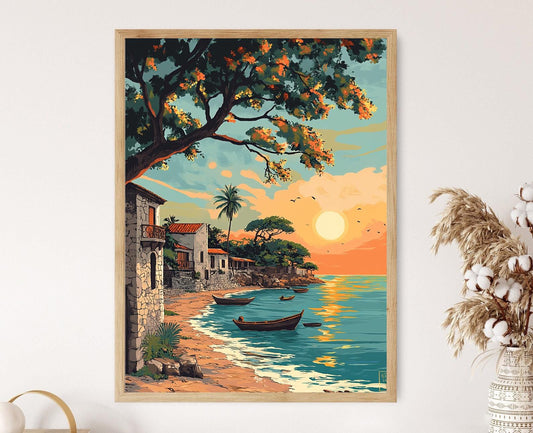 Affiche Île de Moçambique – Illustration Historique et Décor Côtier