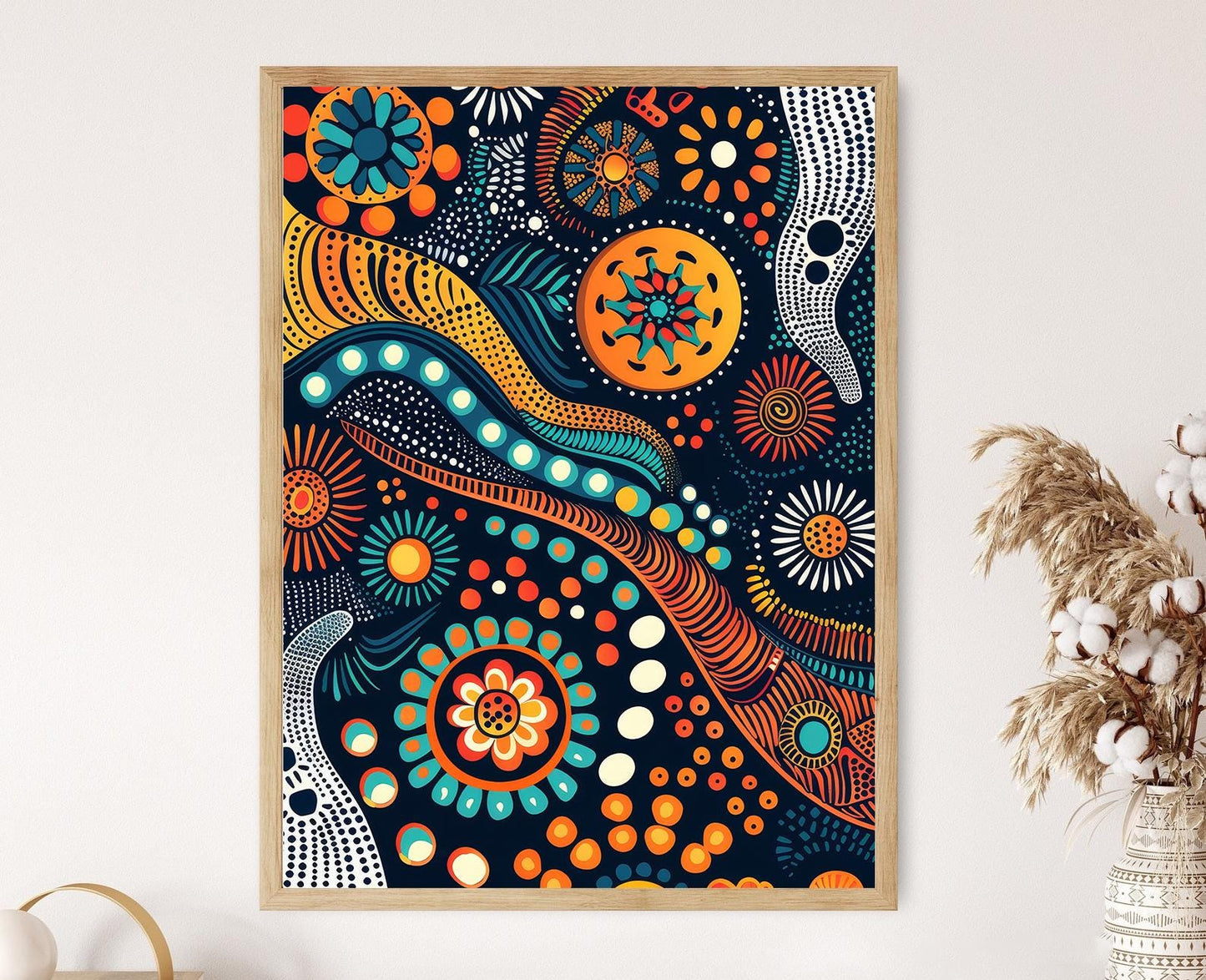 Affiche Art Aborigène Australien – Impression de Dot Painting, Motifs Intriqués