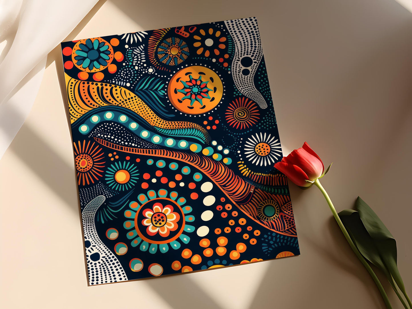 Affiche Art Aborigène Australien – Impression de Dot Painting, Motifs Intriqués