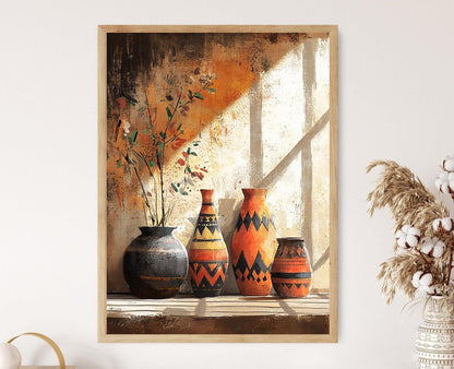 Affiche Art en Poterie Africaine – Illustration Céramique Géométrique