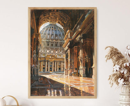 Affiche Intérieur de la Basilique Saint-Pierre – Poster Splendeur Architecturale Vaticane