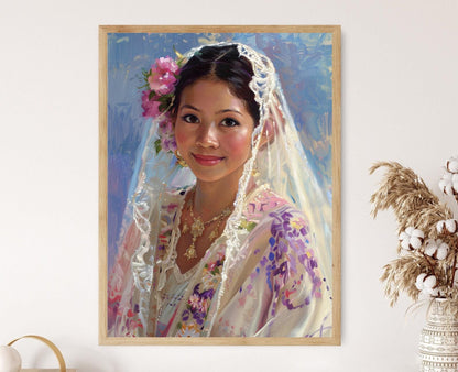 Affiche Beauté Nuptiale en Robe Traditionnelle – Art de Mariée Filipina
