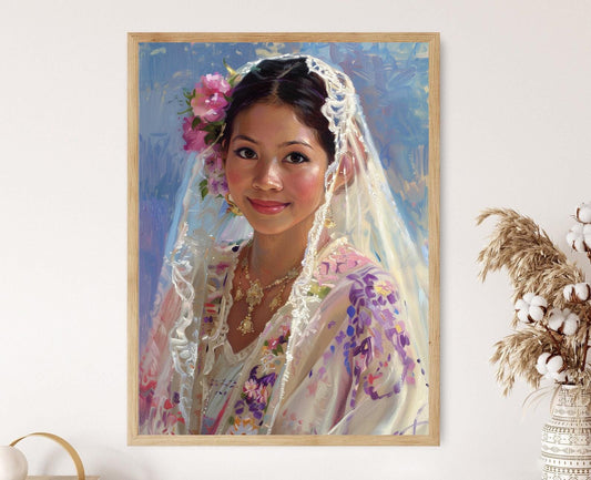 Affiche Beauté Nuptiale en Robe Traditionnelle – Art de Mariée Filipina