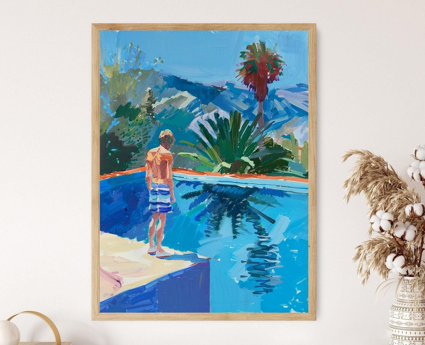 Affiche Homme au Bord de la Piscine – Poster Art Pop Moderne Vibrant