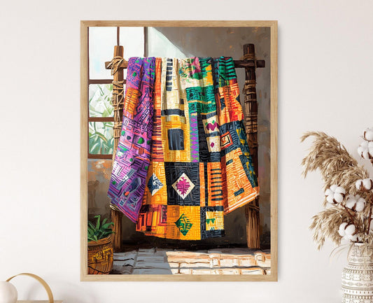 Affiche Textile Africain – Poster Illustration Kente et Motif Tribal