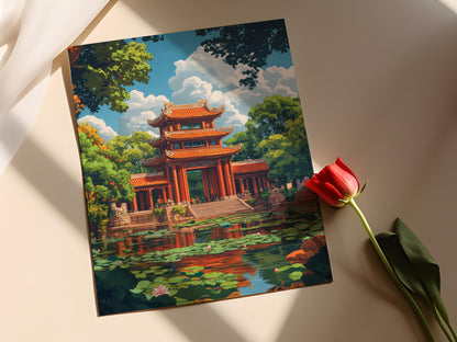Affiche Temple de la Littérature – Poster Art Traditionnel Vietnamien
