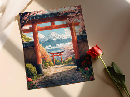 Affiche Mont Fuji – Imprimé Art Torii Shinto, Vue Japonaise