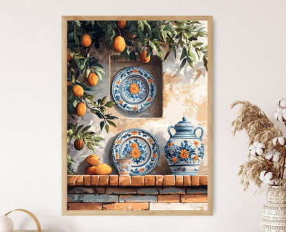 Affiche Multani – Poster Art Floral, Poissons & Mangue Pakistanais