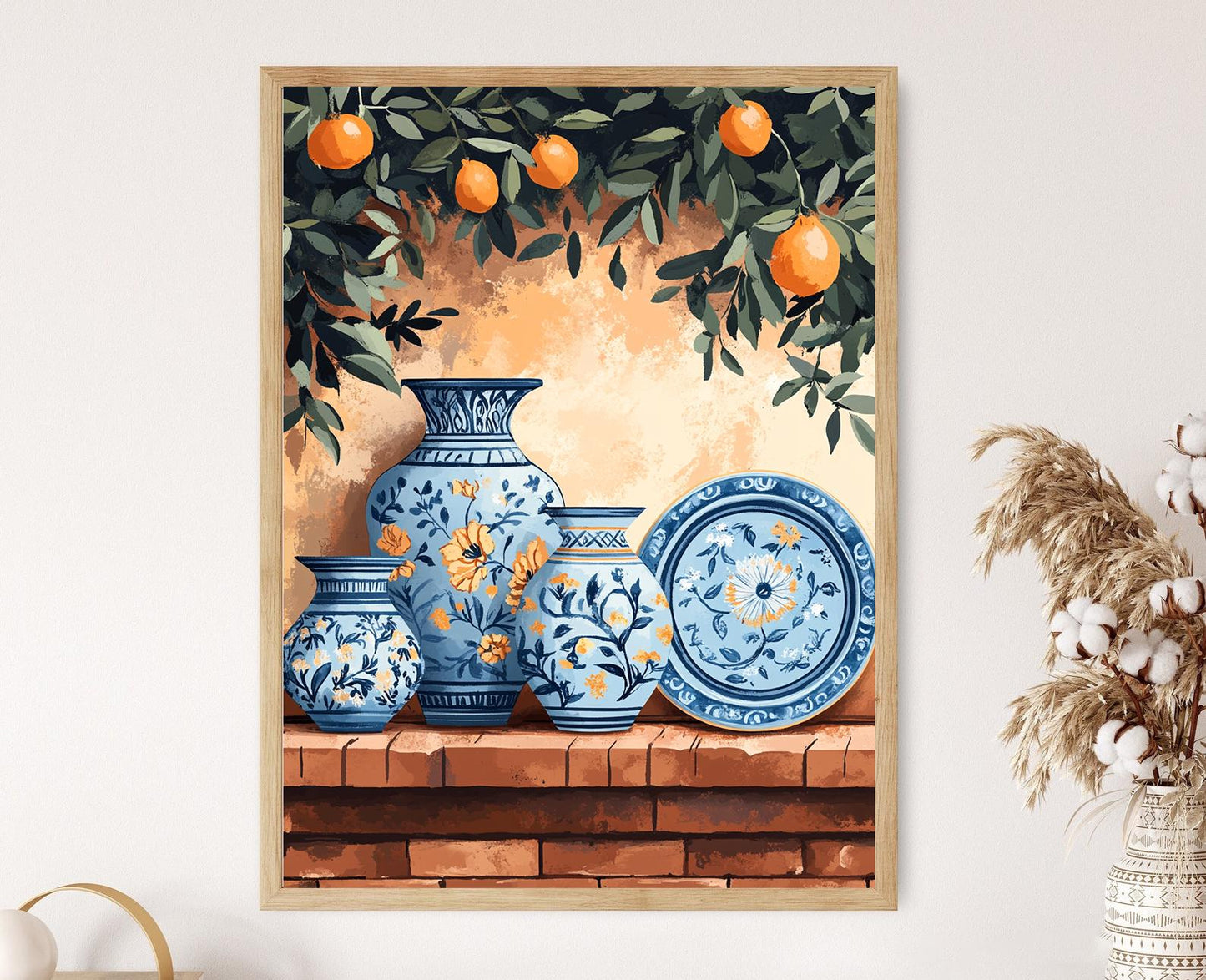 Affiche Art de la Poterie Multani – Poster Floral et Poisson Pakistanais