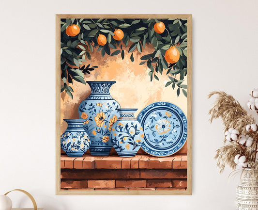 Affiche Art de la Poterie Multani – Poster Floral et Poisson Pakistanais