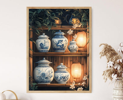 Affiche Art de la Poterie Vietnamienne – Dragon et Lanternes