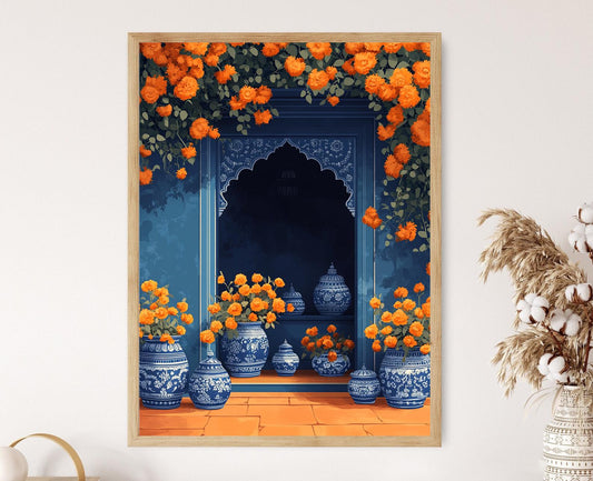 Affiche Jaipur – Poster Arche Jharokha Floral, Art Populaire Indien