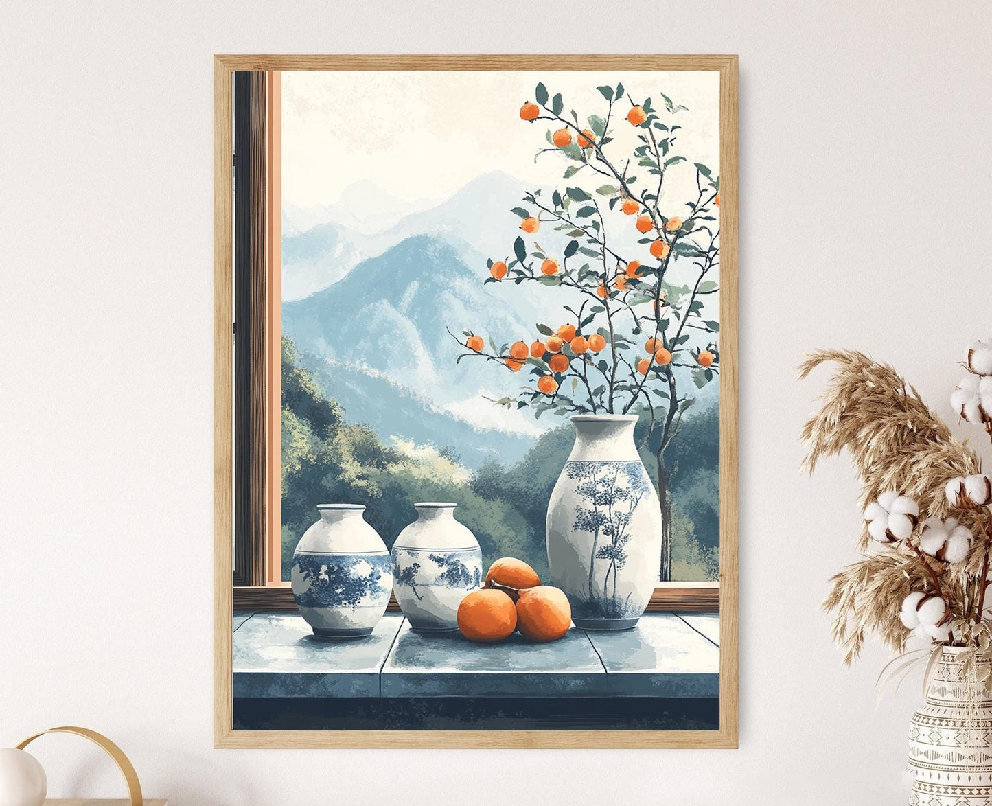 Affiche Buncheong – Poster en céramique coréenne avec illustration de kaki