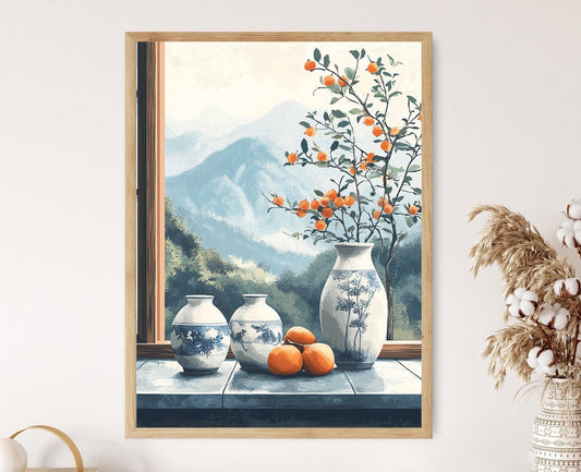 Affiche Buncheong – Poster en céramique coréenne avec illustration de kaki