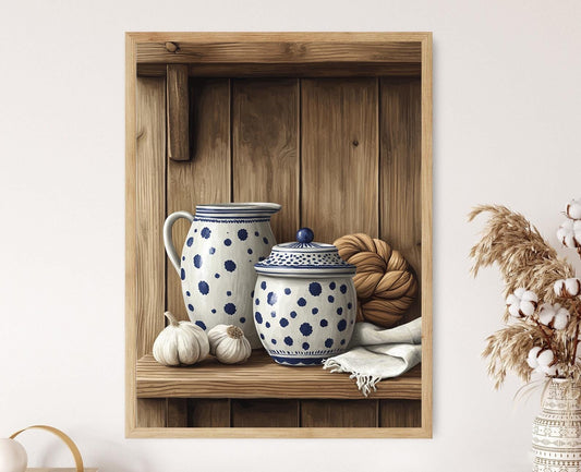 Affiche Art Populaire Polonais – Poster Paon en Cuisine Rustique