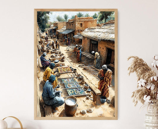 Affiche Tissage Malien – Illustration en Toile de Boue Bogolan