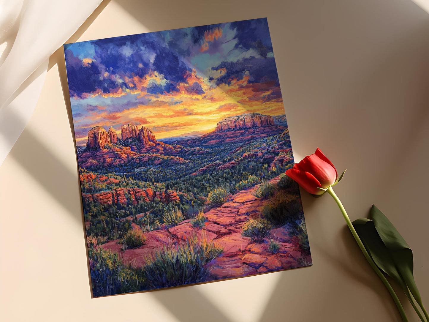Affiche Sedona Arizona – Impression des formations rouges au coucher de soleil