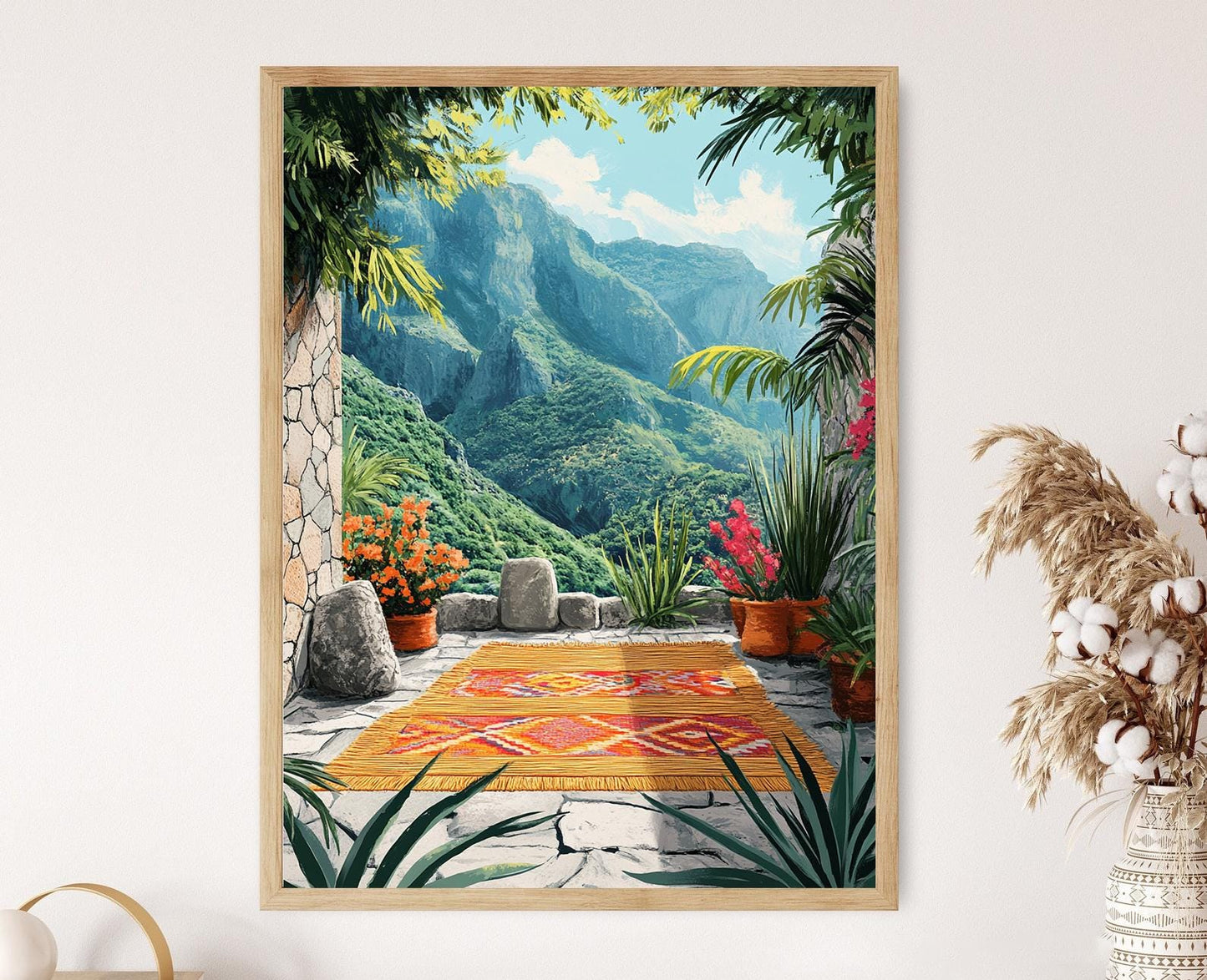 Affiche Art de Patio Zimbabwéen – Poster Décor Sculpté en Pierre