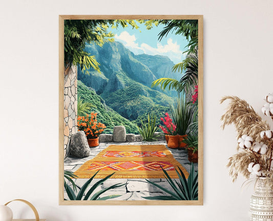 Affiche Art de Patio Zimbabwéen – Poster Décor Sculpté en Pierre