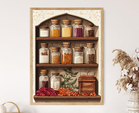 Affiche Art Populaire Pakistanaise – Cabinet Sindhi & Flacons Rosewater