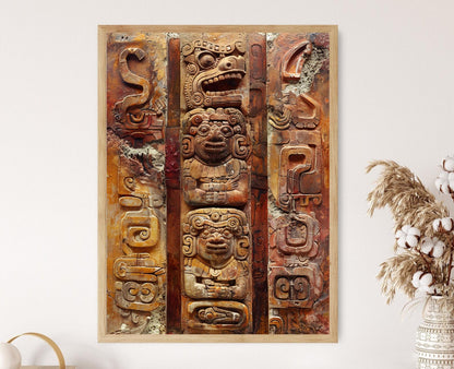 Affiche Symboles Mayas Sacrés - Art Ethnique avec Significations Anciennes