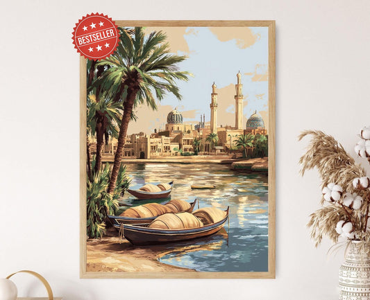 Affiche Tigris à Bagdad – Poster Vue Scénique de la Rivière Irakienne