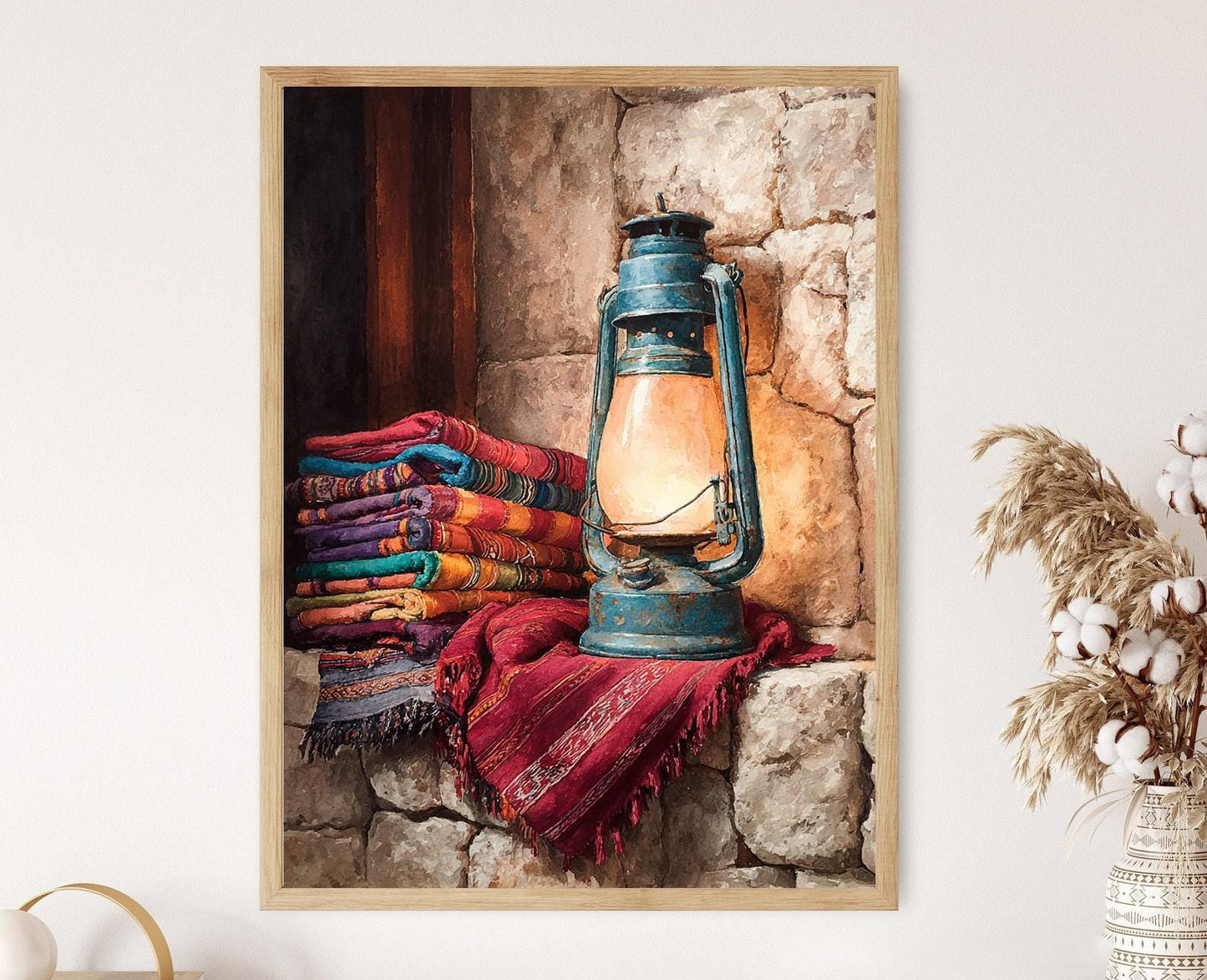 Affiche Lampe Huile Péruvienne – Art Aquarelle Alpaga Andin