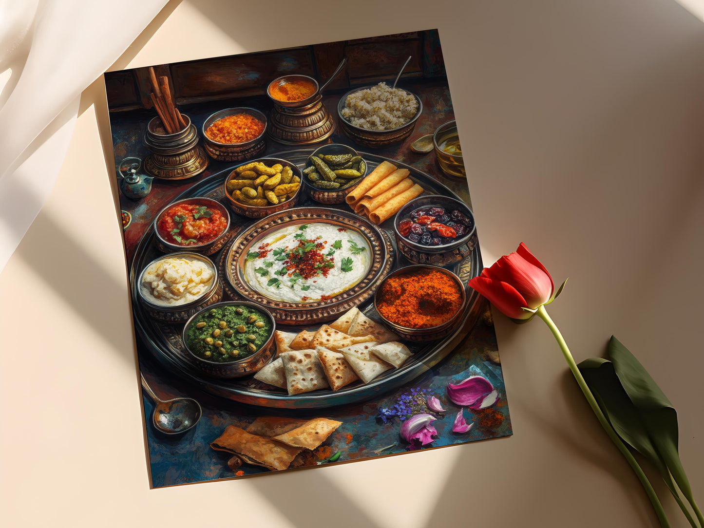 Affiche Thali Gujarati – Poster Art Culinaire Indien Traditionnel