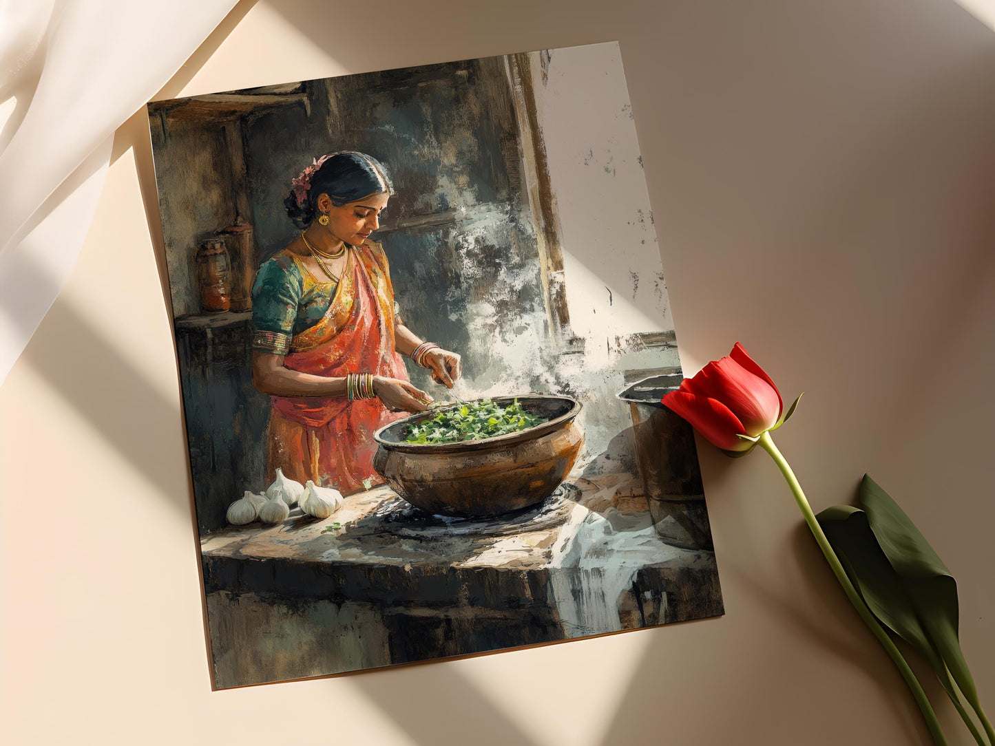 Affiche Cuisine Indienne – Illustration Rustique de Dal à Cuisiner