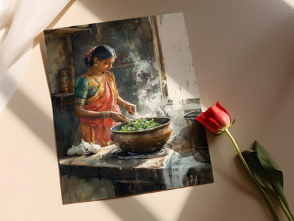 Affiche Cuisine Indienne – Illustration Rustique de Dal à Cuisiner