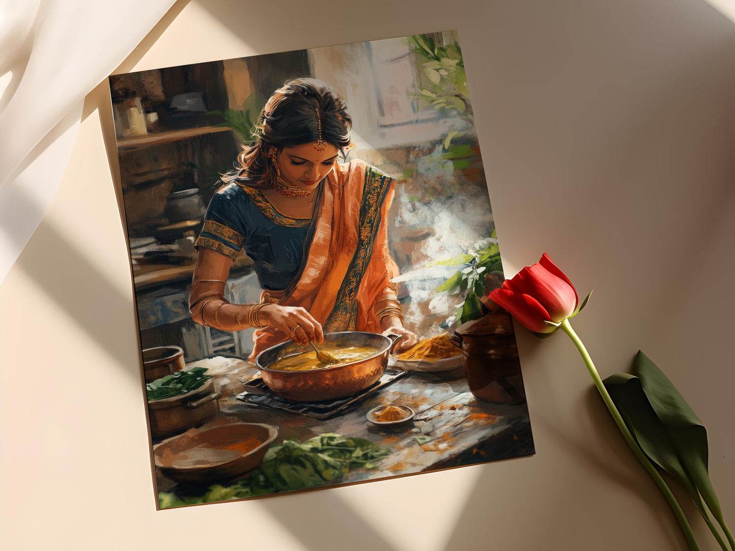 Affiche de Cuisine Indienne – Illustration Rustique de Curry