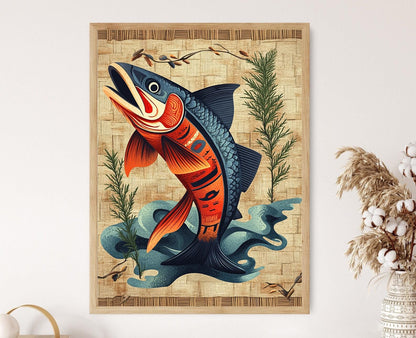 Affiche Haida – Poster Art Print de Décor Traditionnel avec Motifs de Vagues