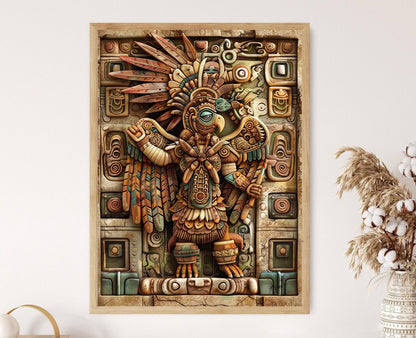 Affiche Art Aztèque – Design Tribal Géométrique sur Papier Mat