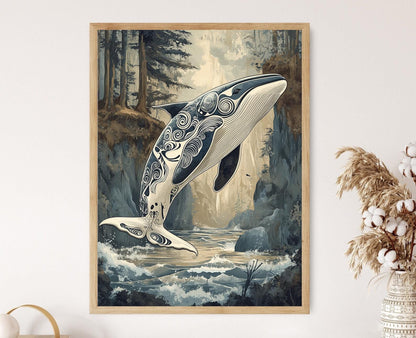 Affiche Baleine Haida – Poster Art Décor Indigène Côtier